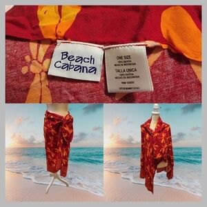 Beach Cabana Red and Orange Women Swim Coverup